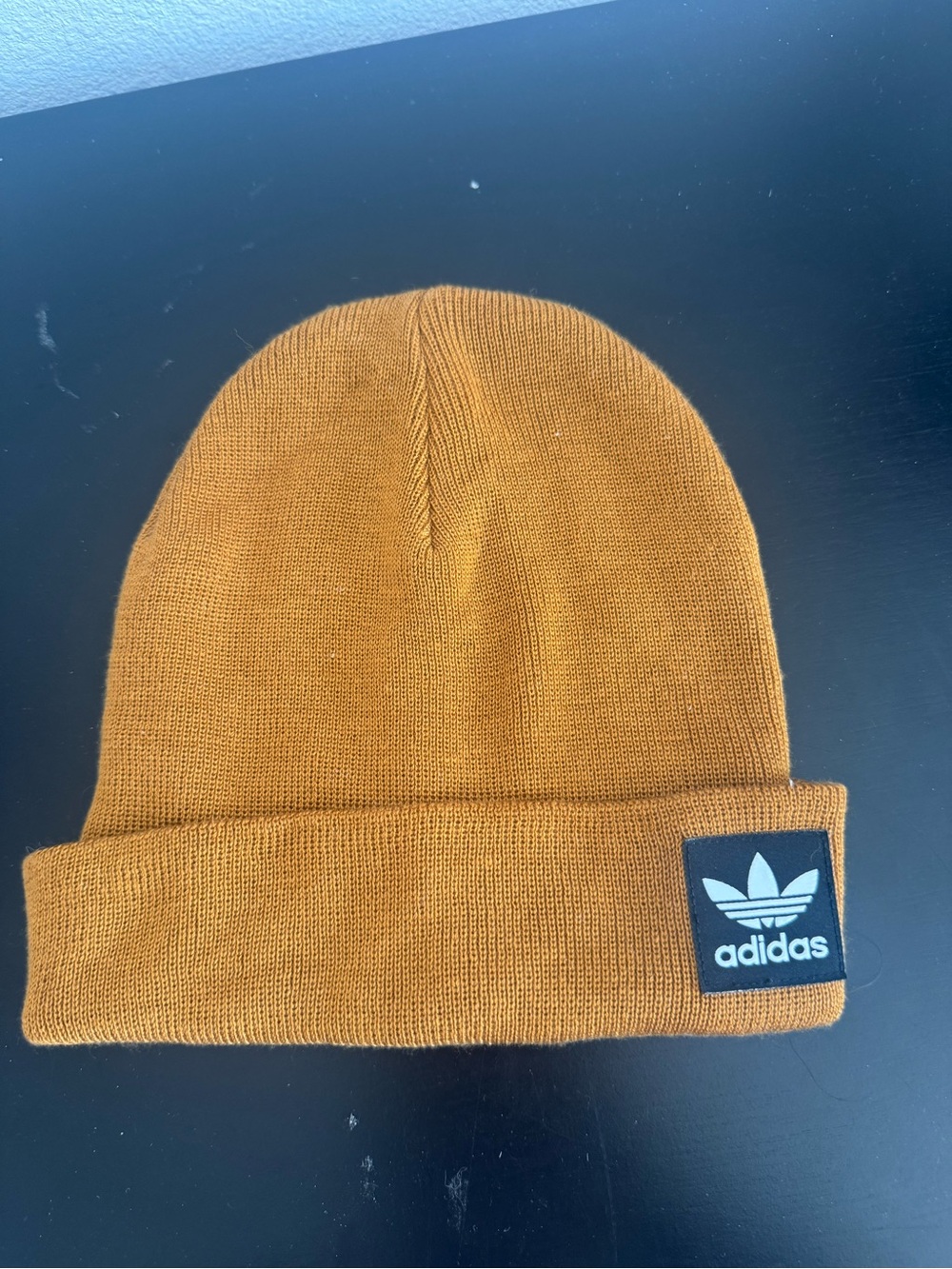 adidas knit cuffed beanie - mustard brown
